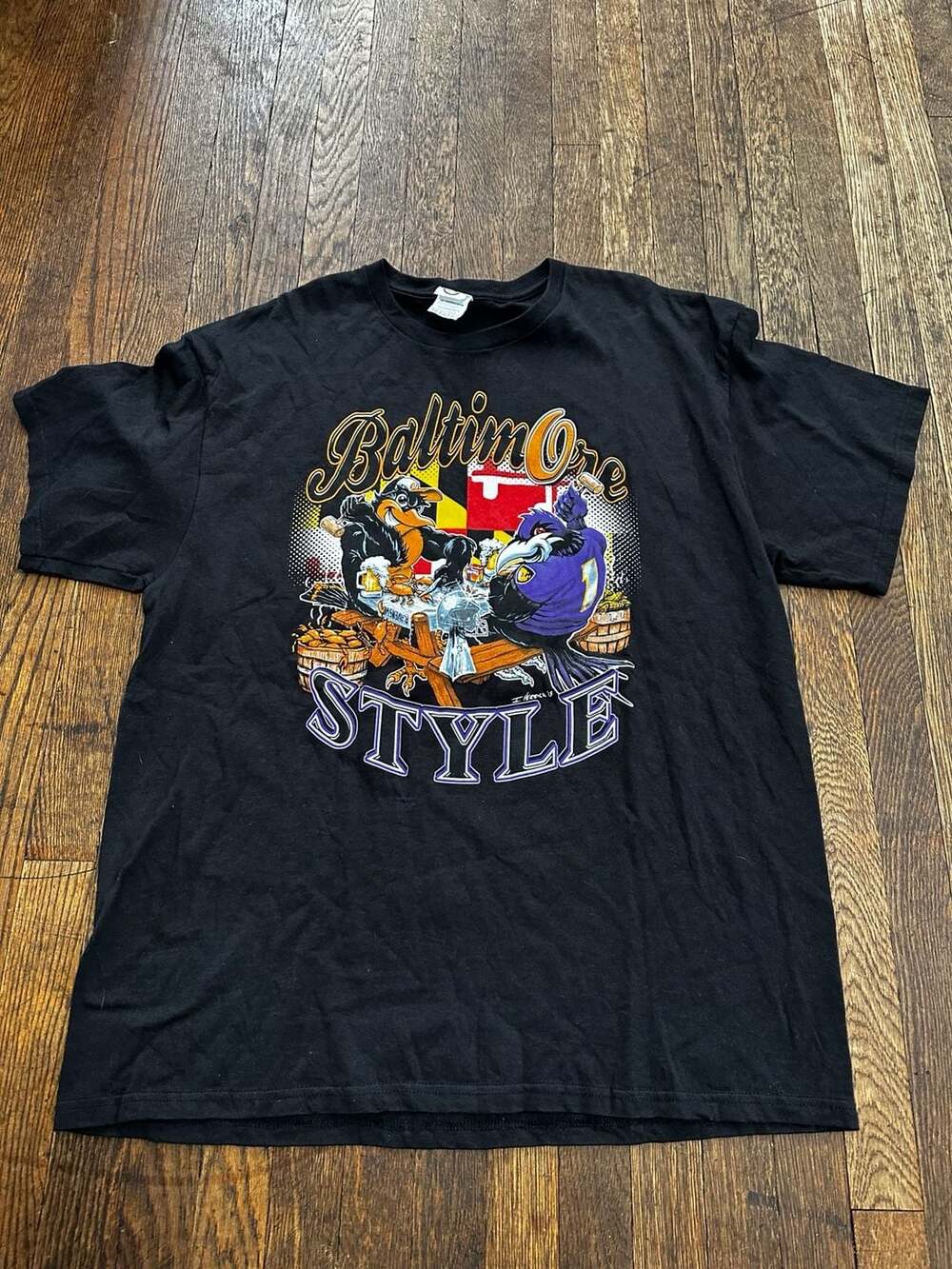 Vintage 2013 Baltimore Style Orioles Ravens T-Shirt Size XL